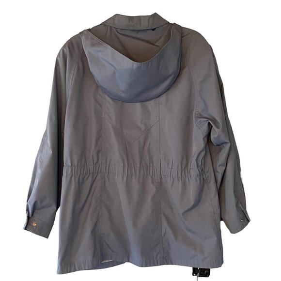 Vintage London Fog Jacket 14 Regular Women's Snap Front Hood Lining Blue Gray - Picture 3 of 10